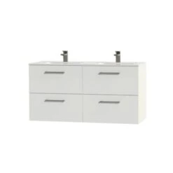 Tiger Badkamermeubel Studio 120cm Hoogglans Wit Met Ronde RVS Greep -InterieurKunst Verkoopwinkel 123 9424