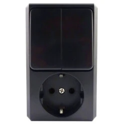 Handson Opbouw Geaard Stopcontact Met Serieschakelaar Zwart