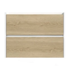 Tiger Reverse Meubelset 80 Cm Met 2 Lades Naturel Eik / Mat Wit Inclusief Quadro Wastafel Hoogglans Wit -InterieurKunst Verkoopwinkel 123 9506