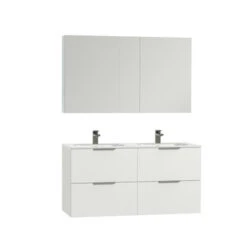 Tiger Badkamermeubel Studio 120cm Hoogglans Wit/matwit Met Platte RVS Greep -InterieurKunst Verkoopwinkel 123 9552