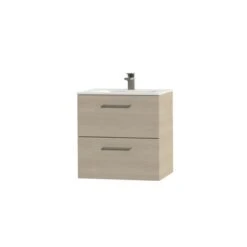 Tiger Badkamermeubel Studio 60cm Naturel Eik/matwit Met RVS Greep -InterieurKunst Verkoopwinkel 123 9565