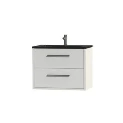 Tiger Badkamermeubel Boston 80cm Hoogglans Wit/matzwart Met Grepen Chroom -InterieurKunst Verkoopwinkel 123 9568