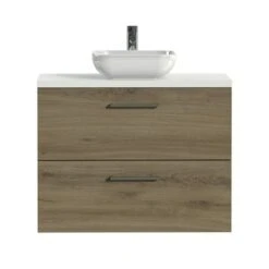 Tiger Badkamermeubel Studio 80cm Chalet Eik/witte Waskom Met Vierkante Greep