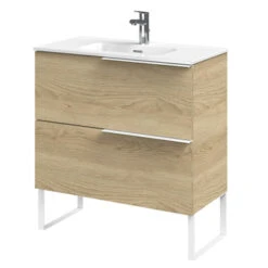 Tiger Badmeubelset Pocket 80 Cm Met 2 Lades Naturel Eik Incl. Looppoten