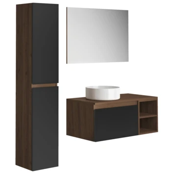 Atlantic By Allibert Badmeubelset Lia 90 Cm Hout En Zwart 2 Atlantic By Allibert Badmeubelset Lia 90 Cm Hout En Zwart - Afbeelding 2