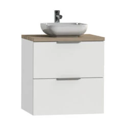 Tiger Badkamermeubel Studio 60cm Hoogglans Wit/witte Waskom Met Profielgrepen -InterieurKunst Verkoopwinkel 123 9661