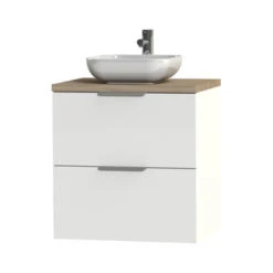 Tiger Badkamermeubel Studio 60cm Hoogglans Wit/witte Waskom Met Profielgrepen -InterieurKunst Verkoopwinkel 123 9662