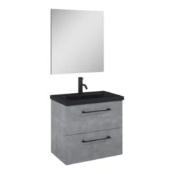 Atlantic Badmeubelset Sienna Met Spiegel En Zwarte Wastafel 60cm Beton