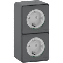 Schneider Electric Mureva Styl Wandcontactdoos 2-voudig Verticaal IP55 Antraciet