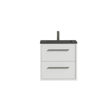 Tiger Badkamermeubel Boston 60cm Hoogglans Wit/matzwart Met RVS Grepen 1 Tiger Badkamermeubel Boston 60cm Hoogglans Wit/matzwart Met RVS Grepen