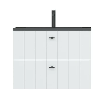 Tiger Maryport Badkamermeubelset 80 Cm Mat Wit Met Matzwarte Polybeton Wastafel En Matzwarte Grepen 4 Tiger Maryport Badkamermeubelset 80 Cm Mat Wit Met Matzwarte Polybeton Wastafel En Matzwarte Grepen - Afbeelding 4