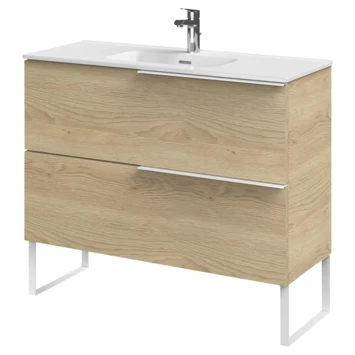 Tiger Badmeubelset Pocket 100 Cm Met 2 Lades Naturel Eik Incl. Looppoten 1 Tiger Badmeubelset Pocket 100 Cm Met 2 Lades Naturel Eik Incl. Looppoten