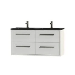 Tiger Badkamermeubel Boston 120cm Hoogglans Wit/matzwart Met Grepen RVS -InterieurKunst Verkoopwinkel 123 9949