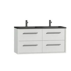 Tiger Badkamermeubel Boston 120cm Hoogglans Wit/matzwart Met Grepen Chroom -InterieurKunst Verkoopwinkel 123 9956